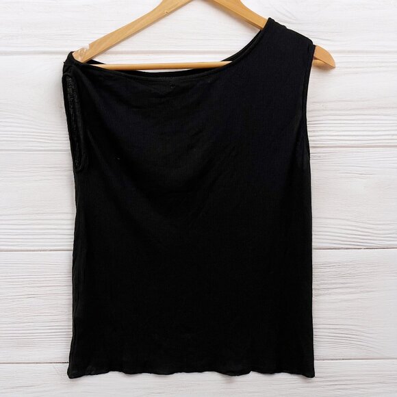 Project Social T | Ribbed Asymmetrical Black Top | S - Picture 1 of 4